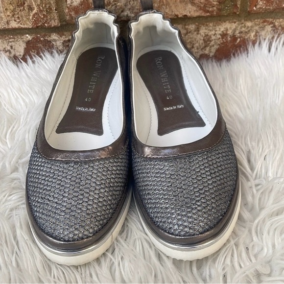 Ron White Women Natanya Mesh Metallic Pewter Ballet Flat Slip-on Shoes Sz 9.5/40 - Picture 5 of 14